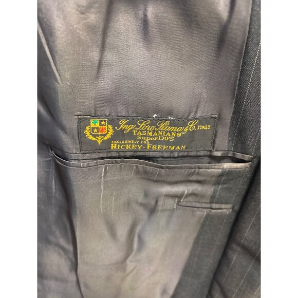 Mens Gray Pinstripe Suit Jacket Two-Button Classic Fit Formal Wear - Picture 13 of 15